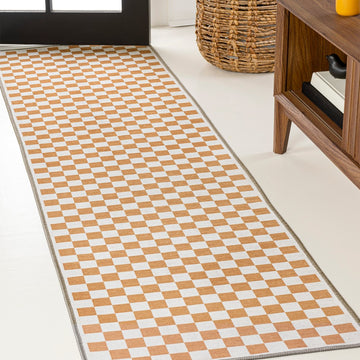 Ainsley Modern Cottage Checkerboard Washable Area Rug